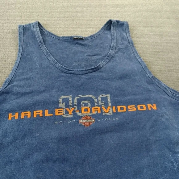 Harley Davidson Tank Top Mens XL Blue Sleeveless Brandon Florida Single Stitch - Picture 3 of 9